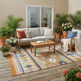 5' X 8' Orange And Copper Southwestern Washable Indoor Outdoor Area Rug