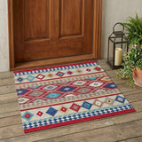 3' X 5' Red And Ivory Southwestern Washable Indoor Outdoor Area Rug