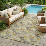 5' X 8' Green And Beige Horse Washable Indoor Outdoor Area Rug