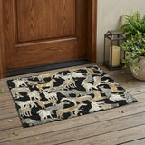 3' X 5' Black And Beige Horse Washable Indoor Outdoor Area Rug