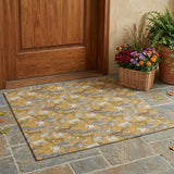 3' X 5' Gold And Beige Horse Washable Indoor Outdoor Area Rug