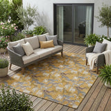 5' X 8' Gold And Beige Horse Washable Indoor Outdoor Area Rug
