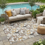 5' X 8' Ivory And Brown Horse Washable Indoor Outdoor Area Rug