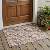 3' X 5' Pink And Gray Horse Washable Indoor Outdoor Area Rug