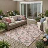 5' X 8' Pink And Gray Horse Washable Indoor Outdoor Area Rug