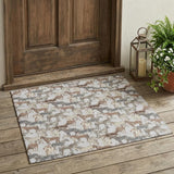 3' X 5' Silver And Gray Horse Washable Indoor Outdoor Area Rug