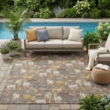 5' X 8' Taupe And Gray Horse Washable Indoor Outdoor Area Rug