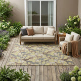 5' X 8' Wheat And Taupe Horse Washable Indoor Outdoor Area Rug