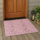 3' X 5' Blush And Beige Horse Washable Indoor Outdoor Area Rug