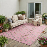 5' X 8' Blush And Beige Horse Washable Indoor Outdoor Area Rug