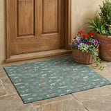 3' X 5' Green And Beige Horse Washable Indoor Outdoor Area Rug