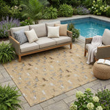 5' X 8' Gold And Beige Horse Washable Indoor Outdoor Area Rug