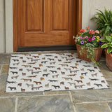 3' X 5' Ivory And Gold Horse Washable Indoor Outdoor Area Rug