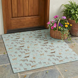 3' X 5' Mint Green And Beige Horse Washable Indoor Outdoor Area Rug