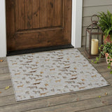 3' X 5' Silver And Beige Horse Washable Indoor Outdoor Area Rug