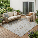 5' X 8' Silver And Beige Horse Washable Indoor Outdoor Area Rug