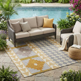5' X 8' Gold And Copper Southwestern Washable Indoor Outdoor Area Rug