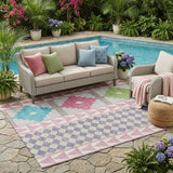 5' X 8' Pink And Ivory Southwestern Washable Indoor Outdoor Area Rug
