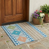 3' X 5' Teal Blue And Ivory Southwestern Washable Indoor Outdoor Area Rug