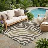 5' X 8' Brown And Beige Zebra Print Washable Indoor Outdoor Area Rug