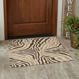 3' X 5' Brown And Beige Zebra Print Washable Indoor Outdoor Area Rug