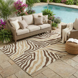 5' X 8' Brown And Beige Zebra Print Washable Indoor Outdoor Area Rug