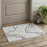 3' X 5' Gray And Ivory Zebra Print Washable Indoor Outdoor Area Rug