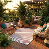8' Pink And Ivory Round Zebra Print Washable Indoor Outdoor Area Rug