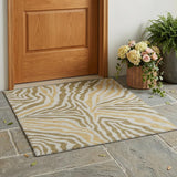 3' X 5' Walnut And Gold Zebra Print Washable Indoor Outdoor Area Rug