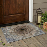 3' X 5' Beige And Taupe Geometric Washable Indoor Outdoor Area Rug