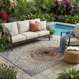 5' X 8' Beige And Taupe Geometric Washable Indoor Outdoor Area Rug