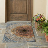 3' X 5' Copper And Orange Geometric Washable Indoor Outdoor Area Rug