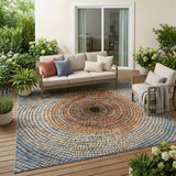 5' X 8' Copper And Orange Geometric Washable Indoor Outdoor Area Rug