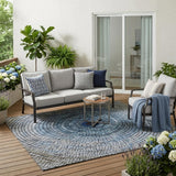5' X 8' Denim Blue And Blue Geometric Washable Indoor Outdoor Area Rug
