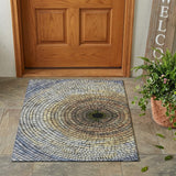 3' X 5' Gold And Gray Geometric Washable Indoor Outdoor Area Rug