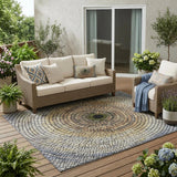 5' X 8' Gold And Gray Geometric Washable Indoor Outdoor Area Rug