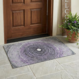 3' X 5' Lavender And Gray Geometric Washable Indoor Outdoor Area Rug
