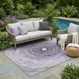 5' X 8' Lavender And Gray Geometric Washable Indoor Outdoor Area Rug