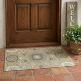 3' X 5' Gold And Sage Oriental Washable Indoor Outdoor Area Rug