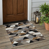 3' X 5' Black And Gray Geometric Washable Indoor Outdoor Area Rug