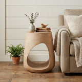 18" Light Brown Solid Wood Modern Abstract Round End Table