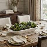 20" White Solid Wood Dough Bowl With Handles