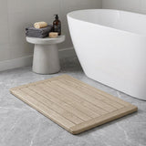 16" Beige Gray Teak Non Slip Bath Mat