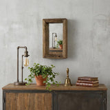 7" Brown Solid Wood Framed Accent Mirror