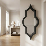34" Brown Solid Wood Quatrefoil Framed Accent Mirror