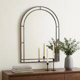 48" Black Metal Arch Geometric Framed Accent Mirror