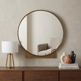38" Gold Metal Round Framed Accent Mirror