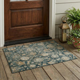 3' X 5' Green And Teal Blue Botanical Leaves Washable Indoor Outdoor Area Rug