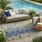 5' X 8' Green And Fern Green Geometric Washable Indoor Outdoor Area Rug