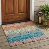 3' X 5' Blush And Copper Geometric Washable Indoor Outdoor Area Rug
